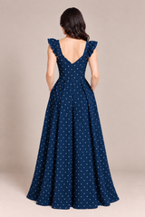 NAVY POLKA DOT MAXI DRESS (MADE TO ORDER)