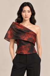 One-Shoulder Printed Top
