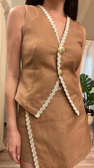 Embellished Vest & Mini Skirt Short Set