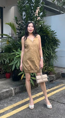 Front Zip Cotton Denim Dress