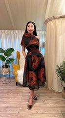 High-Waisted Printed A-Line Skirt