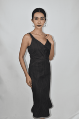 Denim V-Neck Midi Dress