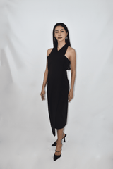 4-WAYS Convertible Black Midi Dress