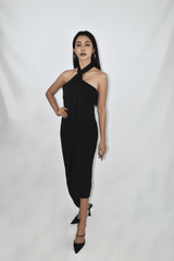 4-WAYS Convertible Black Midi Dress