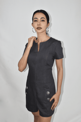 Denim Zip Front Romper