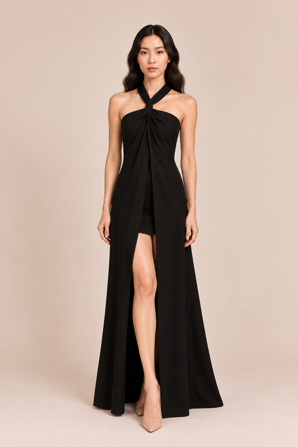 Versatile Black Maxi Dress With Shorts (MADE TO ORDER)