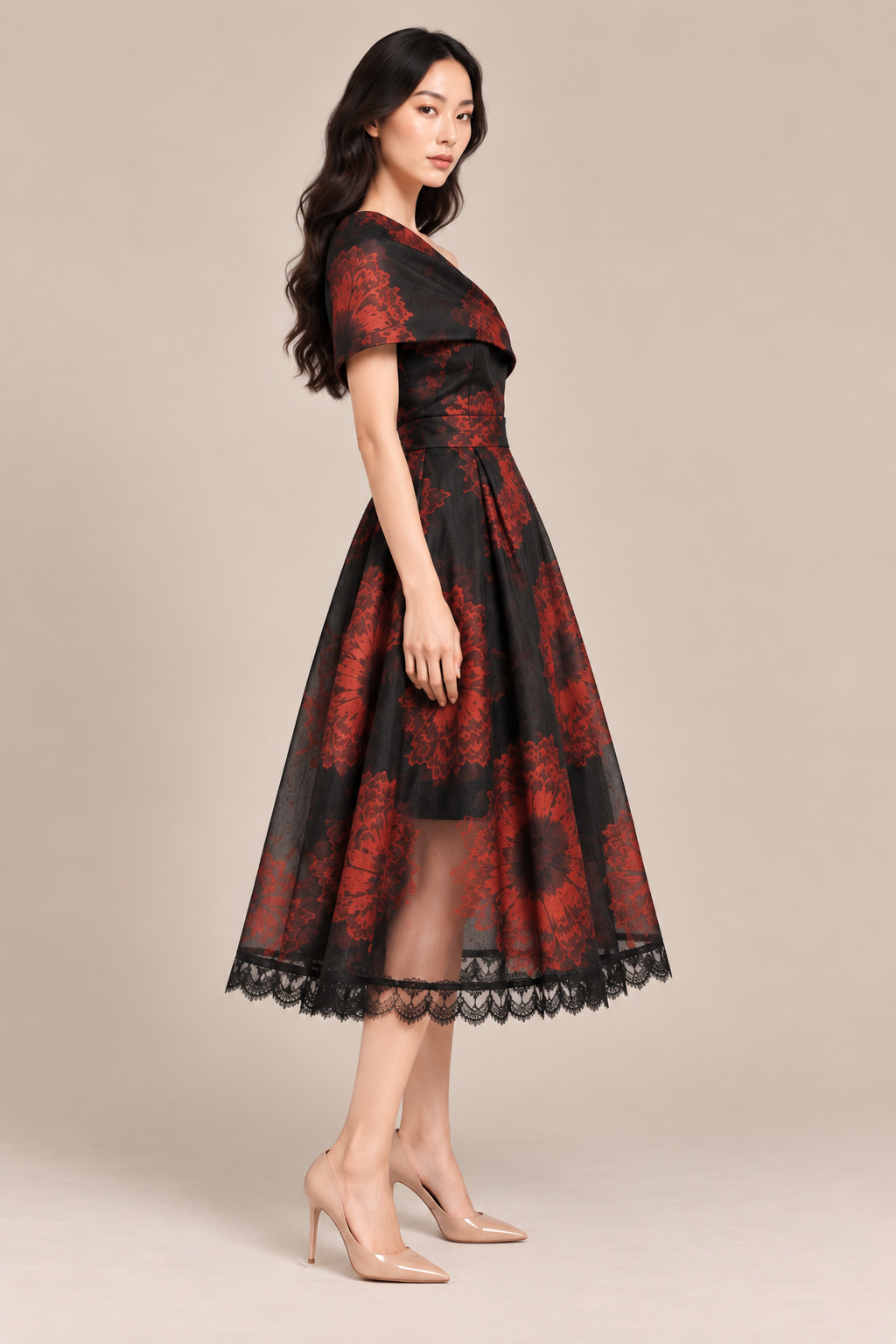 High-Waisted Printed A-Line Skirt