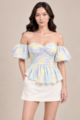 PASTEL FLORAL EYELET TOP