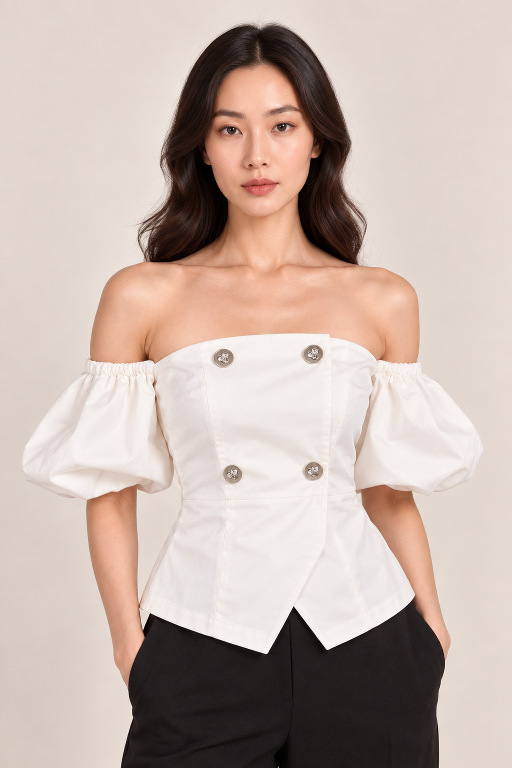 STRUCTURED OFF-SHOULDER TOP