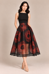 High-Waisted Printed A-Line Skirt