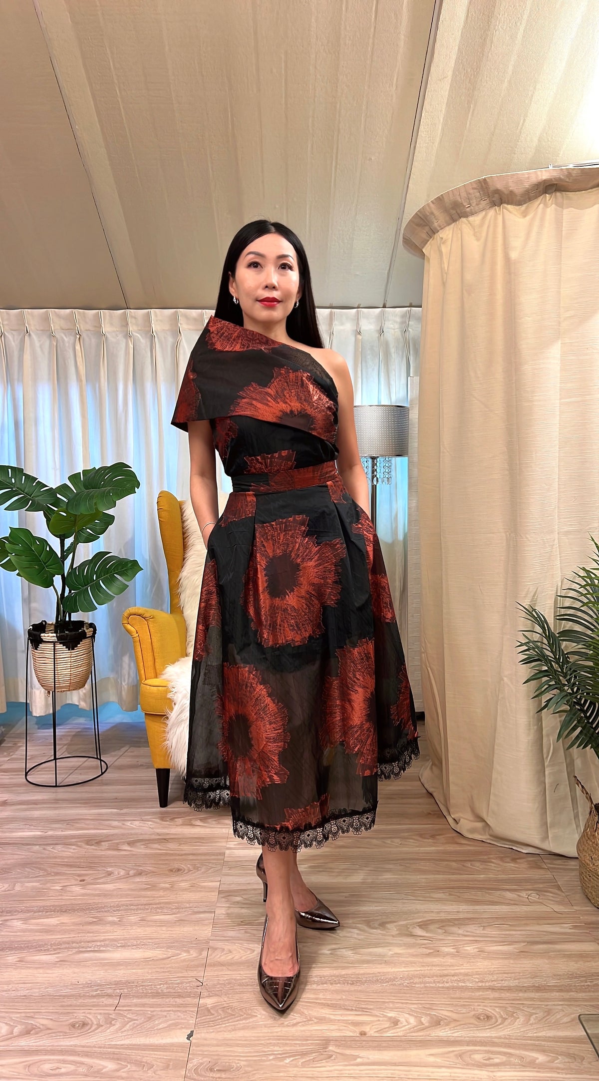 One-Shoulder Printed Top