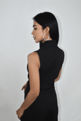 Black Collar Overlap Jumpsuit (MADE TO ORDER)
