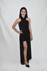 Versatile Black Maxi Dress With Shorts (BACKORDER)