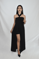 Versatile Black Maxi Dress With Shorts (BACKORDER)