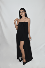 Versatile Black Maxi Dress With Shorts (BACKORDER)
