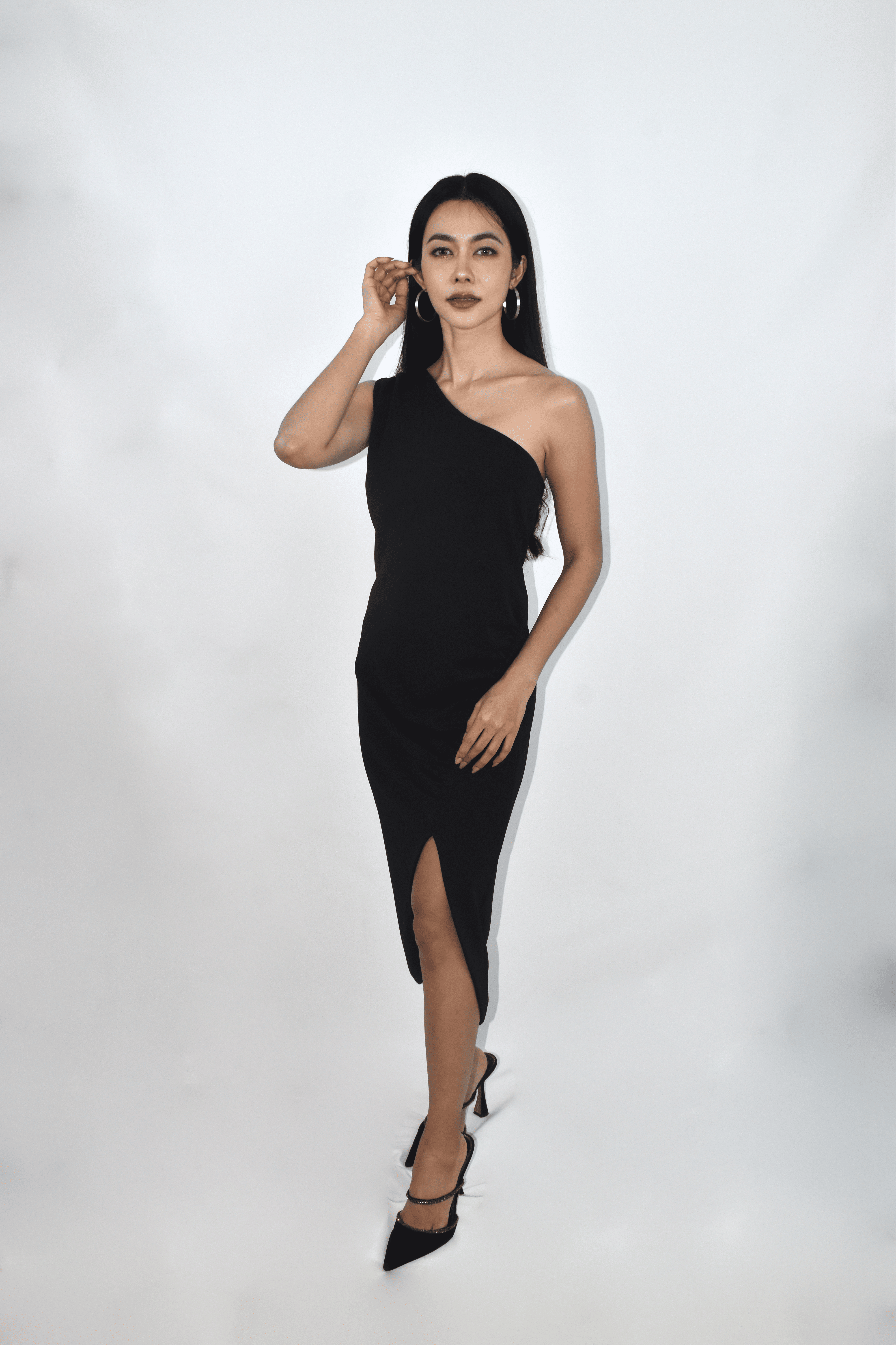 black toga dress Women's S-M Greek Goddess Toga Dress in Midnight Black